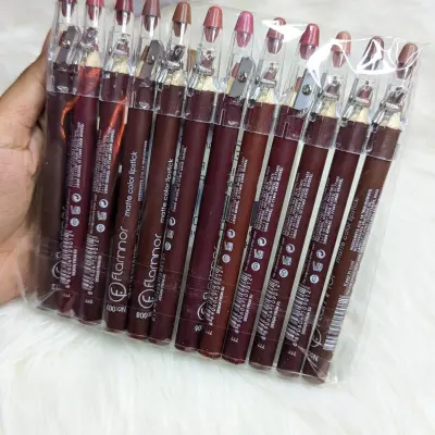 Flormar Rouge 12 Colors Wood Lip Pencil Set with Banners Cap secondary