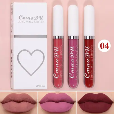 CmaaDu 3 Pcs Set Liquid Matte Non-stick Cup Waterproof Lipstick Set