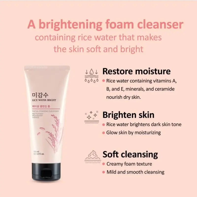 The Face Shop Rice Water Bright Facial Foaming Cleanser